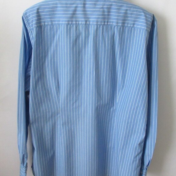 Gap blue white striped ruffled long sleeve button front blouse *Sz L* - Picture 3 of 5